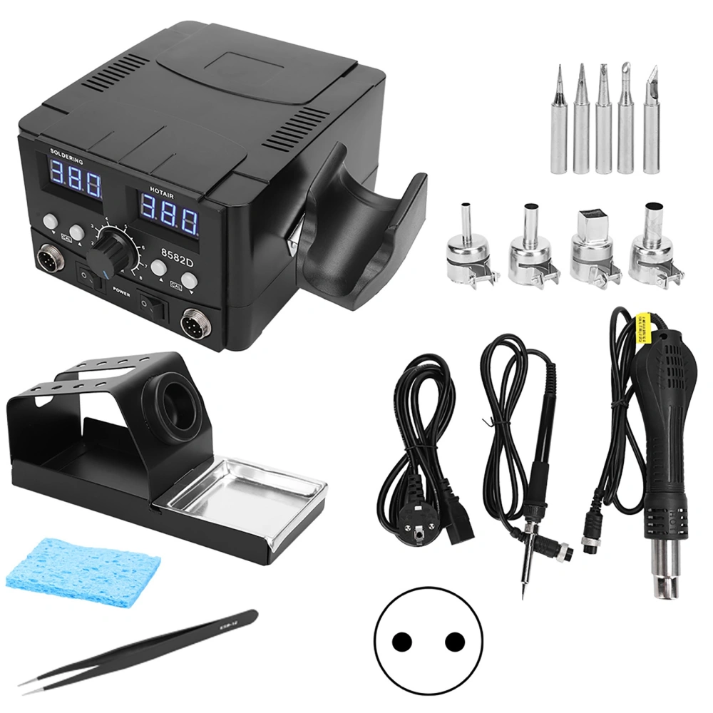 Soldering Iron Rework Station 2 In1 SMD LED Digital Display for Hot Air Gun 8582D 750WEU Plug 220‑240V