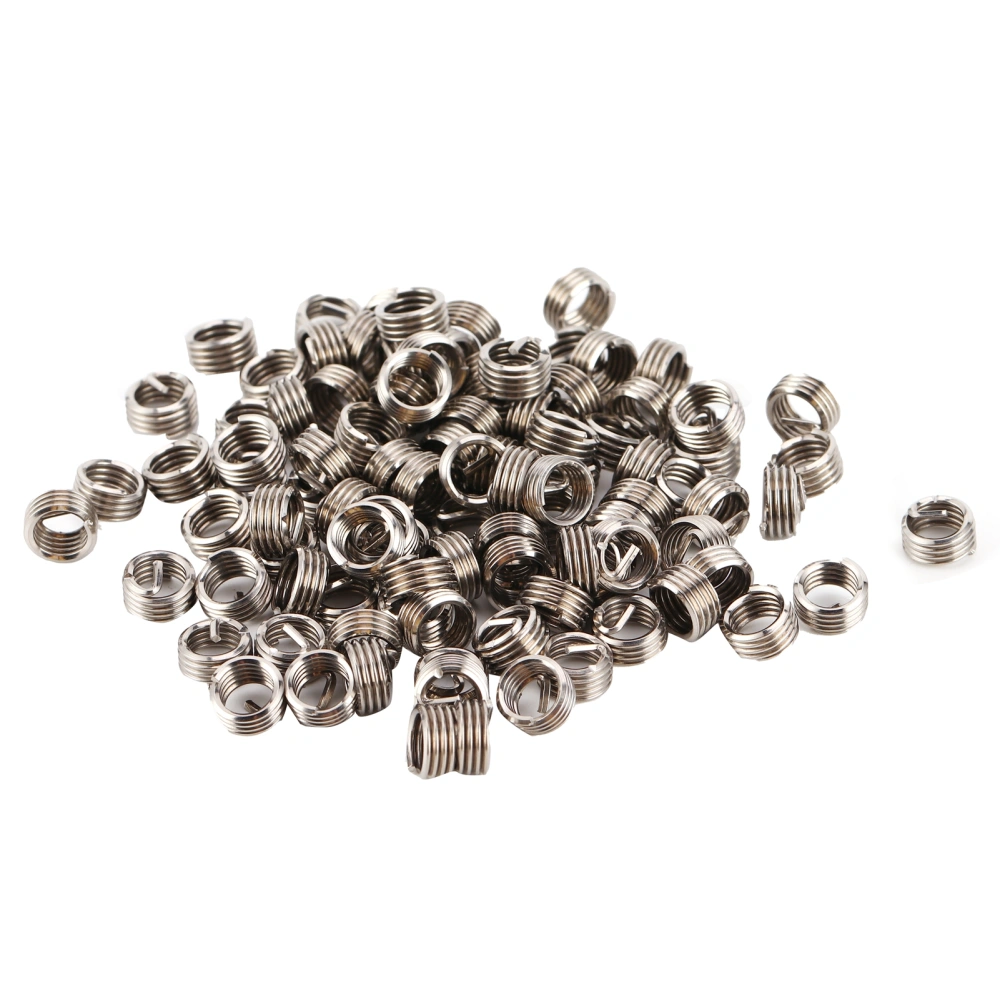 100pcs Thread Repair Insert Kit 304 Stainless Steel High Strength Thread Repairing Sleeve M6x1x1D