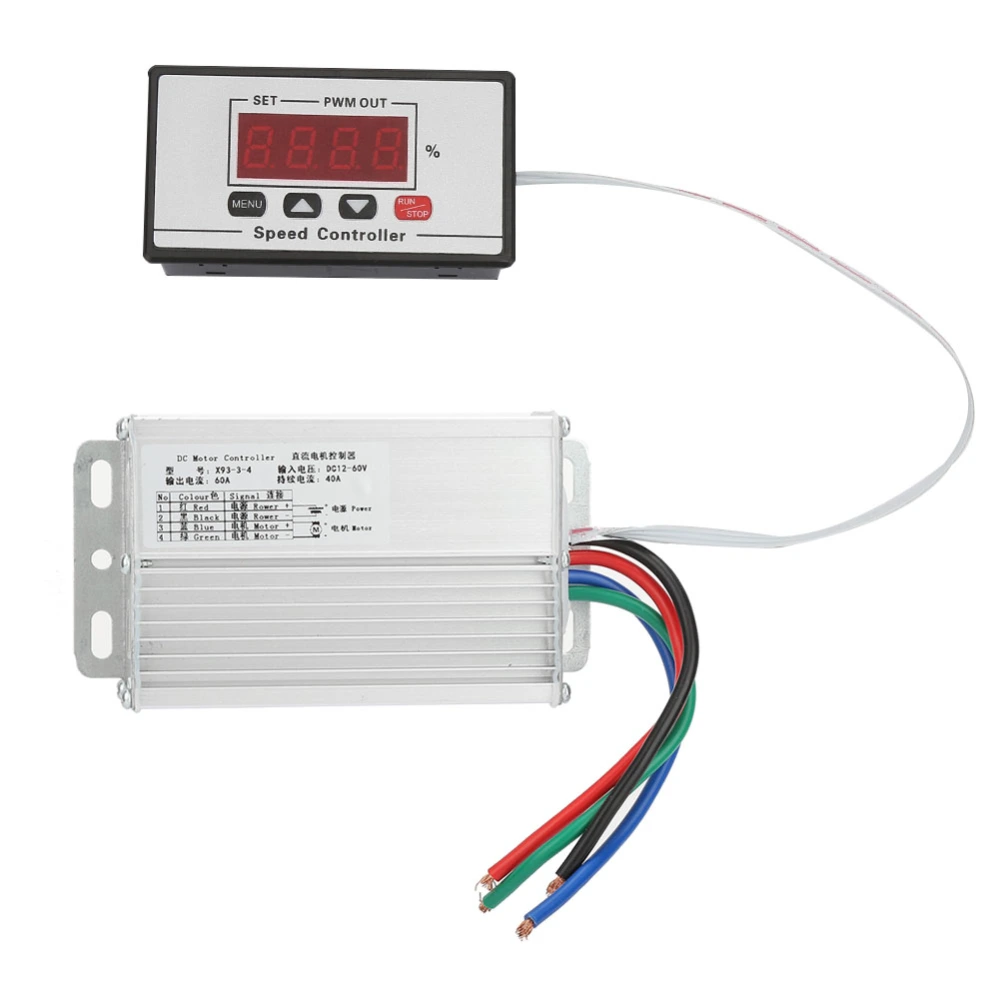 Digital Display DC Motor Speed Controller 12~60V Motor Speed Governor Regulator 40A 60A