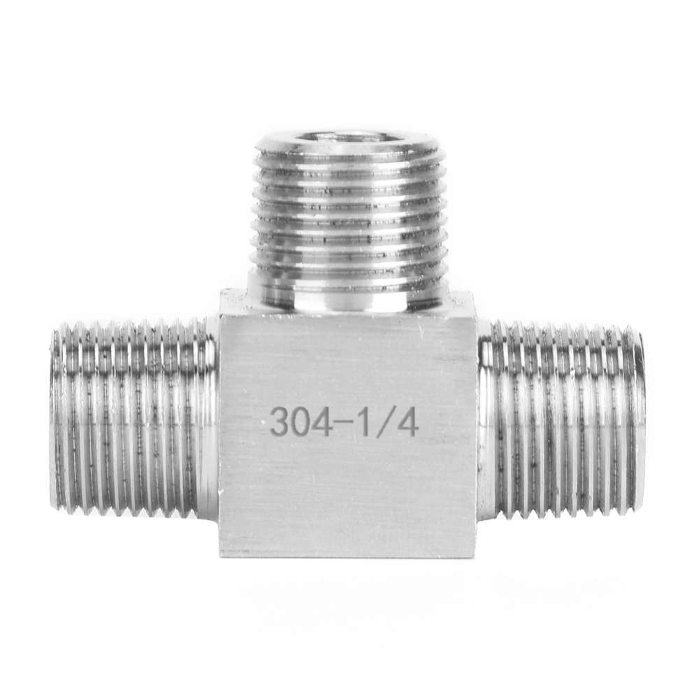 3 Way Pipe Fittings 304 Stainless Steel Male Thread Pipe Connector High Pressure for Water/Gas/OilMale 1/4