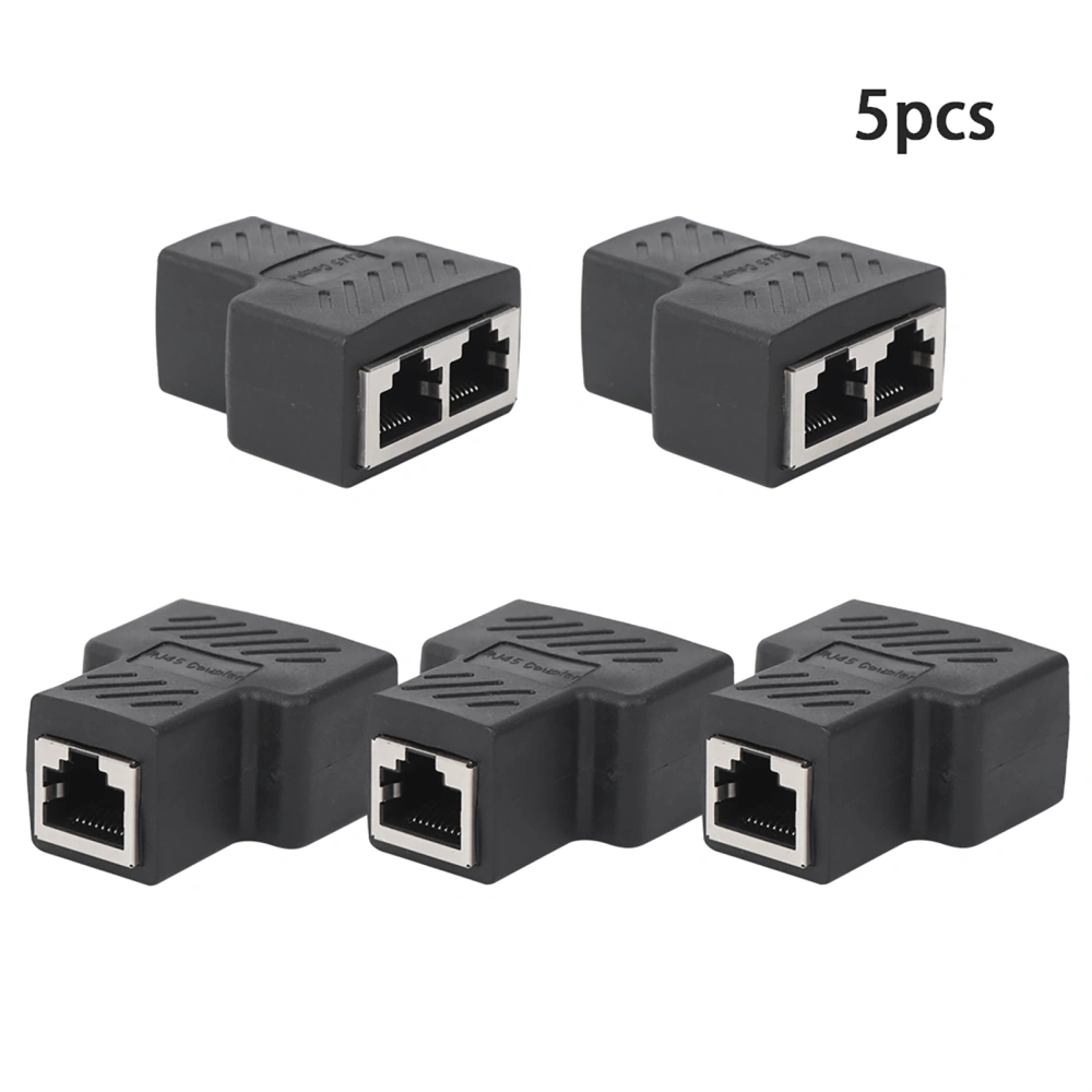 5PCs Network Splitter RJ45 1 Into-2 Three Way Adapter Wire Extender Black Industrial Elements