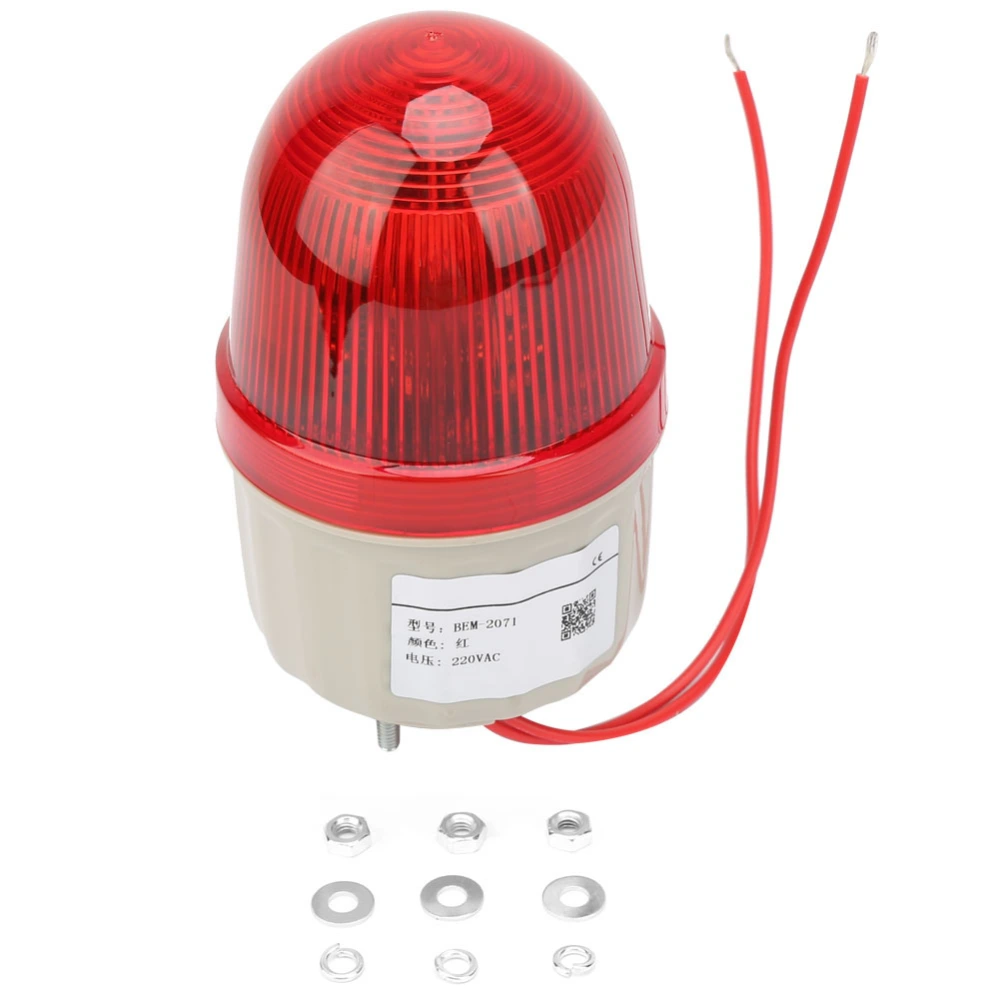 220VAC Strobe Signal Light Bolt Fixed Red LED Warning Lights 75mm Diameter