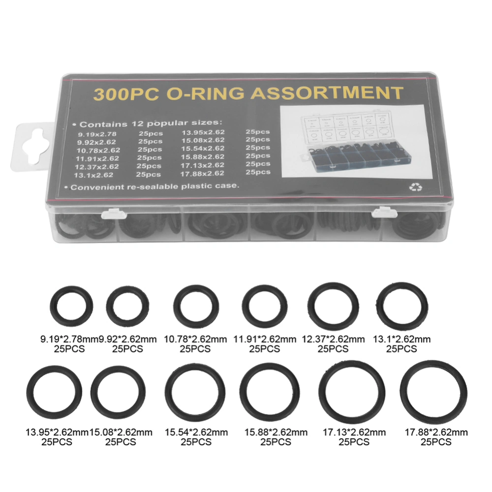 300PCS 12 Sizes Large NBR O Ring Sealing Ring Gasket Washer Kit for Plumbers Garages Pumps