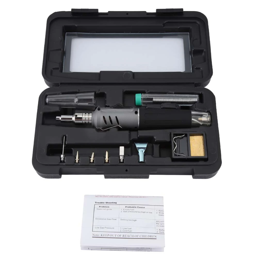 HS-1115K 10 in 1 Butane Gas Soldering Iron Portable Cordless Welding Torch Kit