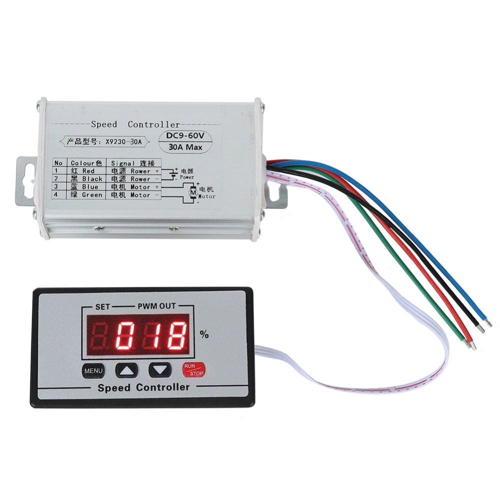 DC9-60V PWM Motor Speed Regulator Brush Motor Speed Controller with Digital Display 30A Output