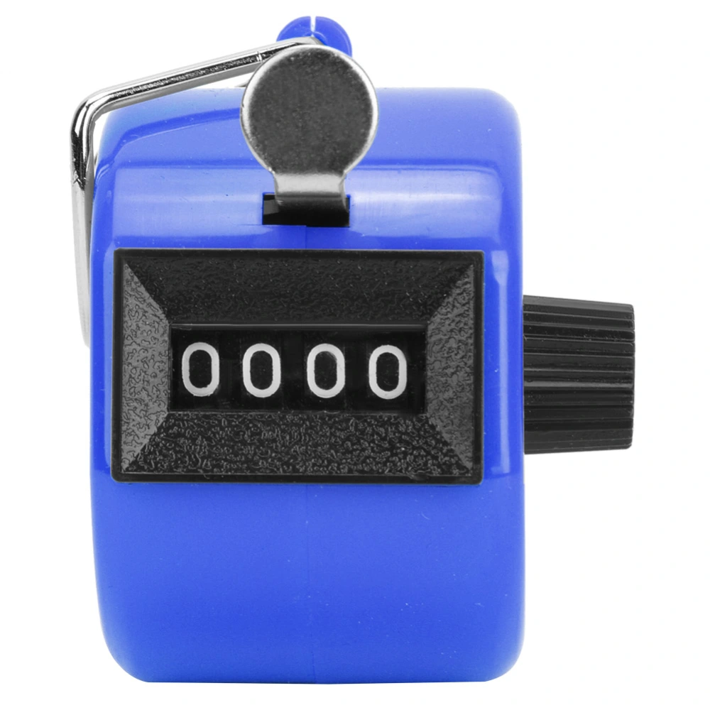 BERM Hand Tally Counter 4-Digits Plastic Knob Reset Handheld Counting Tool with HookBlue