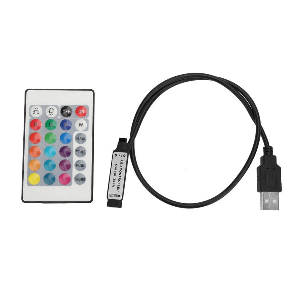 5V 24 Key RGB LED Light Strip Wireless Remote Control USB 6A Lamp Effect IR Controller(0.5m)