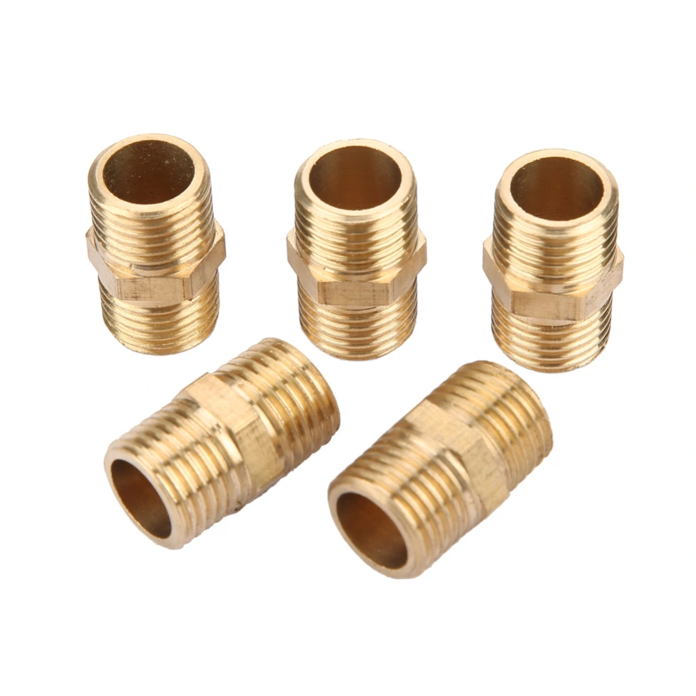 1/2" Brass Pipe Fitting Hex Nipple Water Tube Connecting Accessories (5pcs)