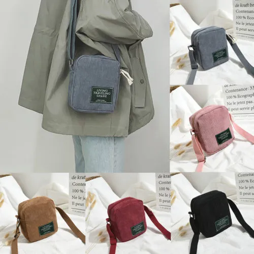 Women Messenger Bag Corduroy Mini Messenger Crossbody Bag Cute Shoulder Bags