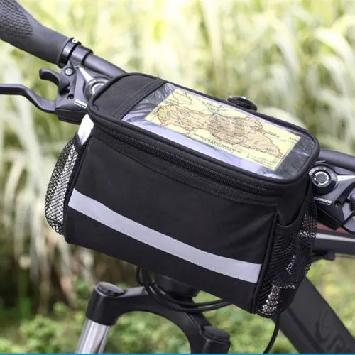 Bicycle Front Storage Bag Reflective Stripe Large Capacity Frame Handlebar Pack