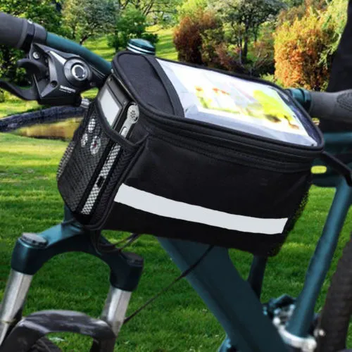 Bicycle Front Storage Bag Reflective Stripe Large Capacity Frame Handlebar Pack