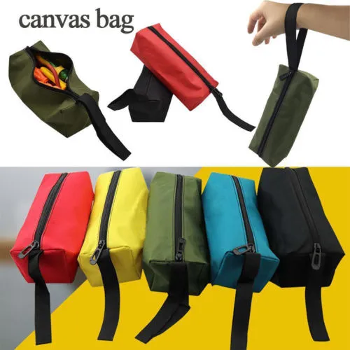 Portable Tool Storage Bag, Solid Color Zipper Small Items Organizer Handbag