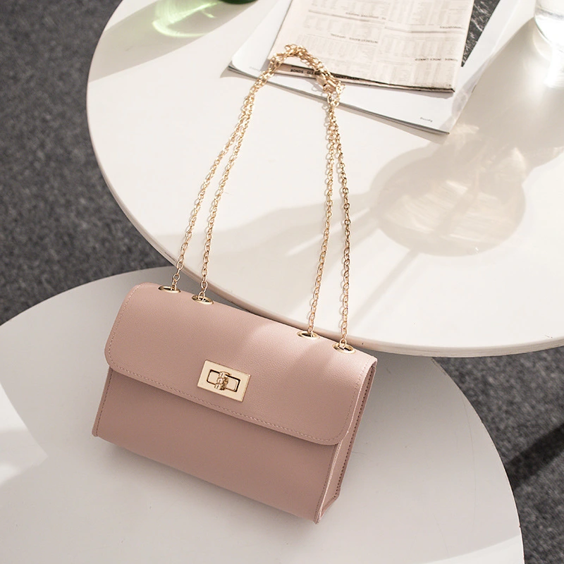 Women's Messenger Bag, Solid Color Chain Shoulder Strap Shoulder Bag