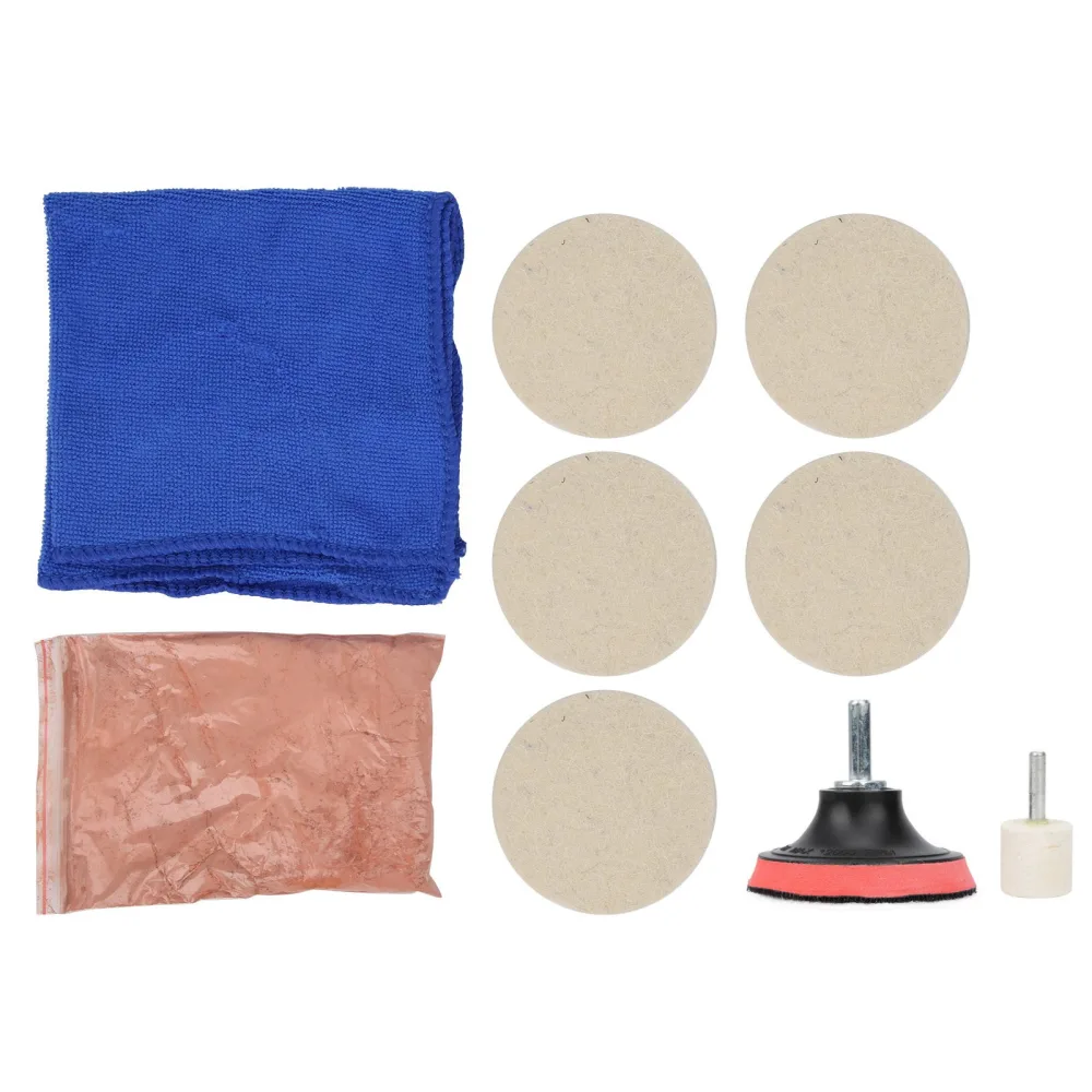 Car Windscreen Glass Scratch Remover 100g Cerium Oxide Powder Polishing Kit Wheels Set Polish Pads