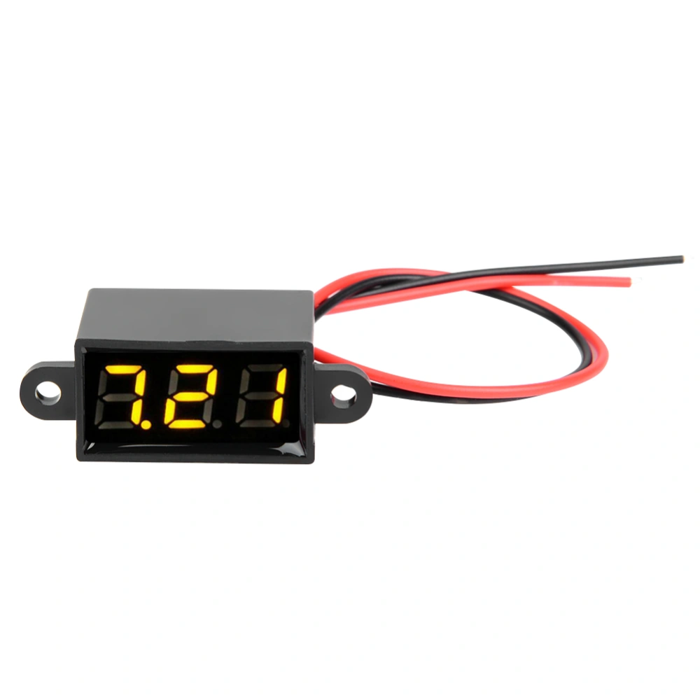 Digital Voltmeter 0.28inch Two Wire DC 3.0-30V LED Display Voltage Meter Waterproof (Yellow)