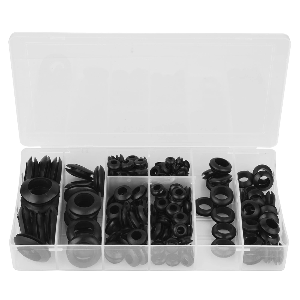 200pcs Black 3/16"1/8"1/4"5/16"3/8"1/2"5/8"3/4" Rubber Grommet Sealing Ring Set