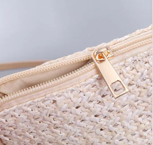 Female Straw Bags, Flap Messenger Crossbody Bags, Casual Beach Holiday Bag