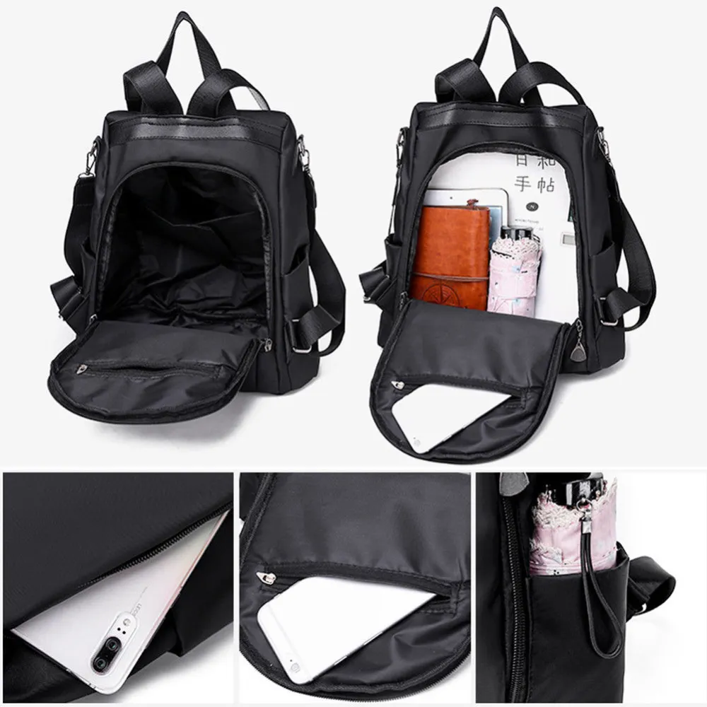 Ladies Fashion Casual Bag Anti Theft Monochrome Waterproof Backpack