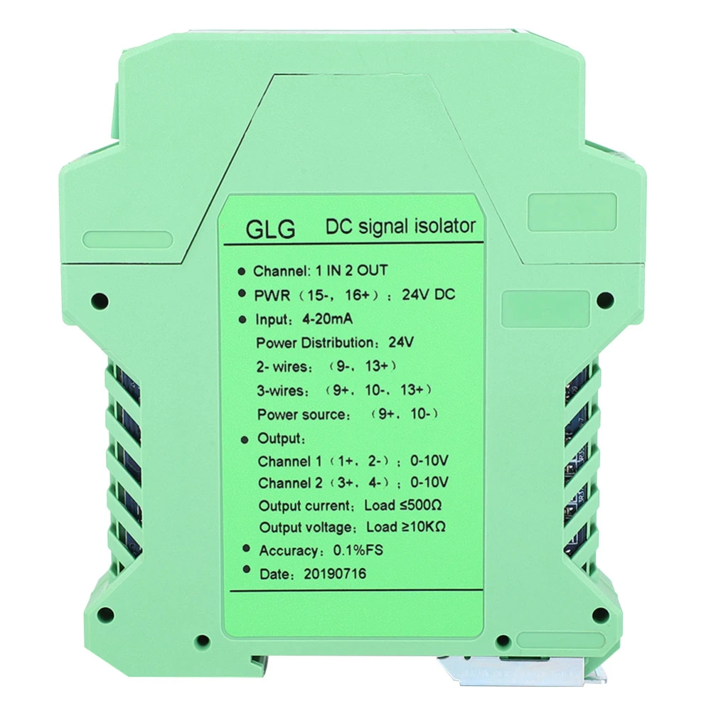 DC Signal Isolator 4~20mA Module Signal Isolator Transmitter Conditioner1 in 2 out 0~10V