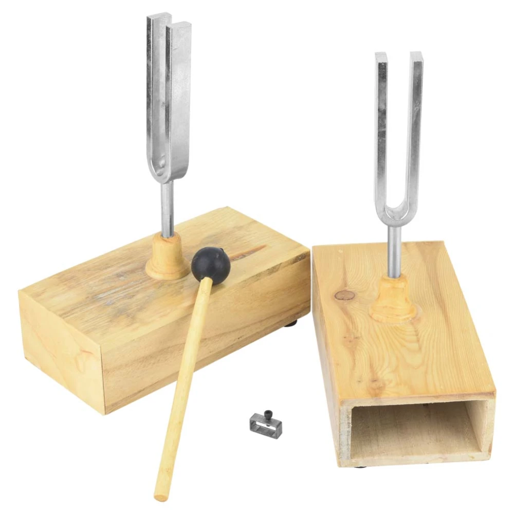 440HZ Tuning Fork Virbration Experimental Instrument with Wood Resonator Box & Knocker