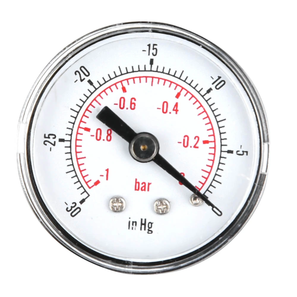 -1~0bar -30~0inHg Dual Scale Vacuum Pressure Gauge 1/8BSPT Back Connection