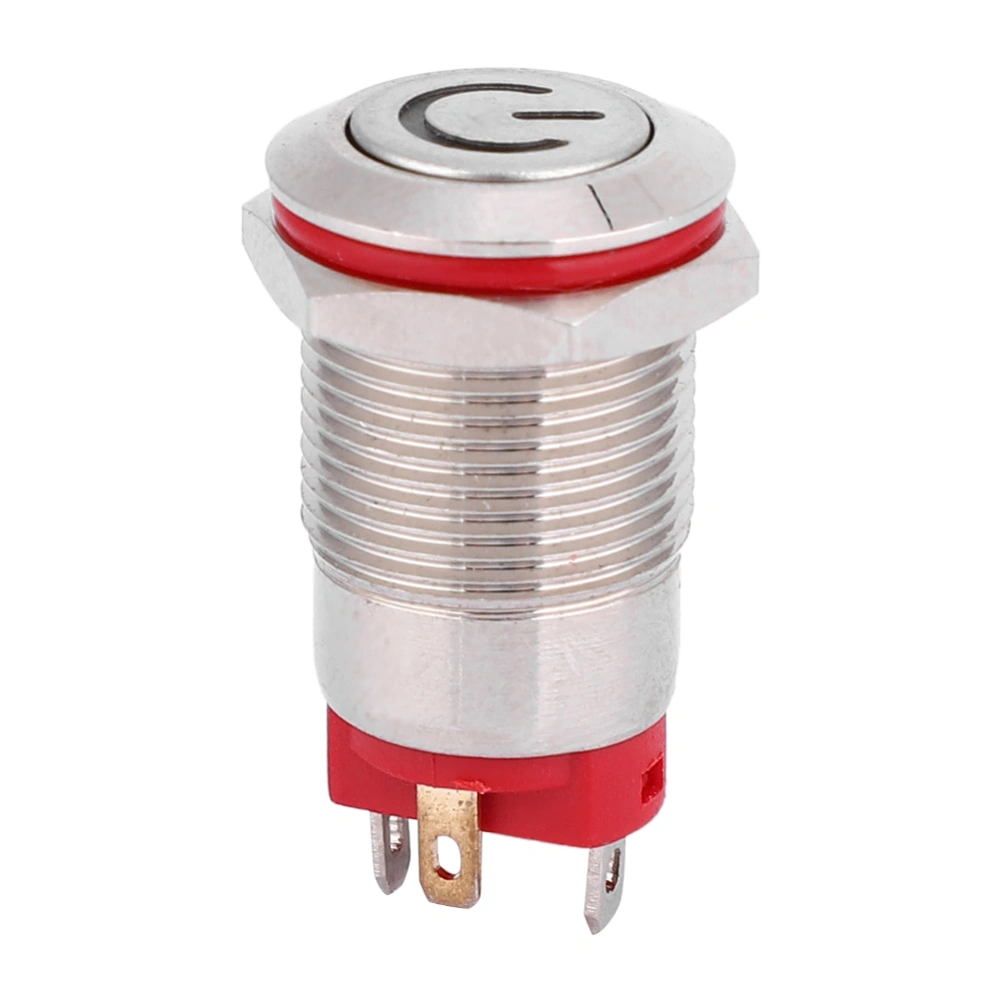 4 Pin Water proof 12mm Metal Button Switch Power Shaped LED Self Lock Switch(Red 3~9V)