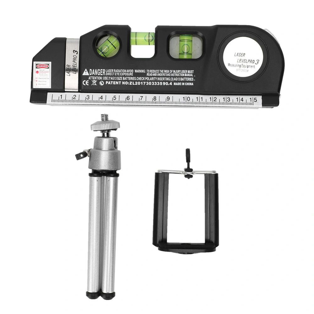 Multifunction Laser Level Ruler Vertical/Horizontal/45 Degree Bubble Tape Measure with Tripod