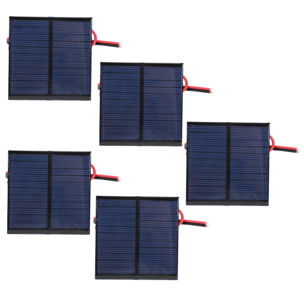 5Pcs Solar Battery Panel Polysilicon Epoxy Module with 30cm Cable DC 5.5V 0.6W