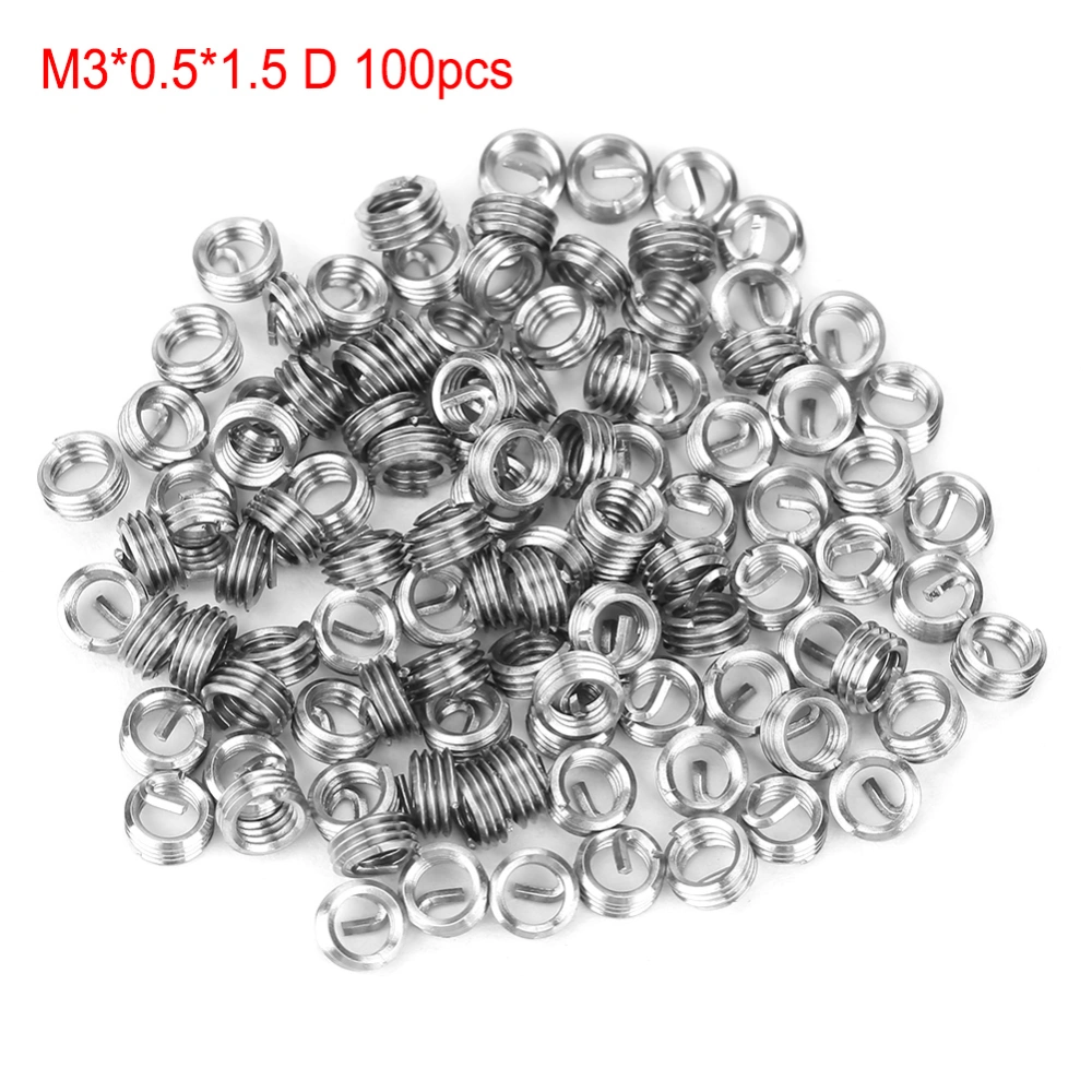 100pcs M3 Stainless Steel SS304 Coiled Wire Helical Screw Thread Inserts (M3*0.5*1.5 D)