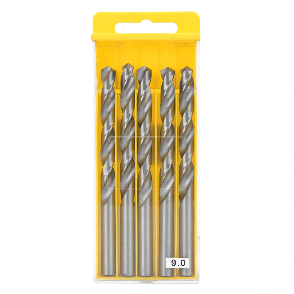 1 Box Twisted Drill Bits High Speed Steel Straight Shank Hole Drilling Hand Tool9.0 5pcs in a box/4241