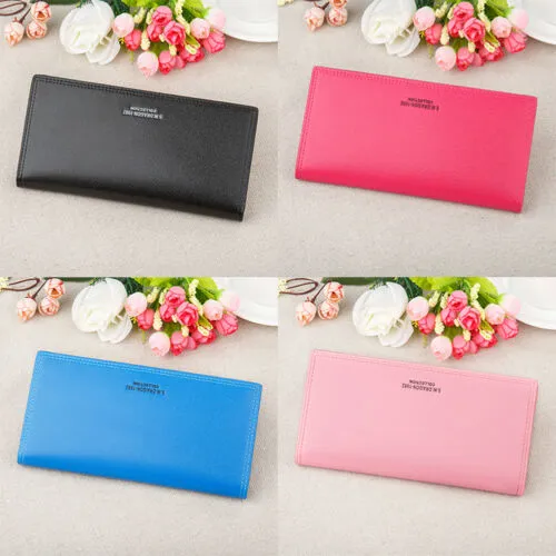 Women Leather Wallet, Foldable Coin Cash Money Change Solid Bag