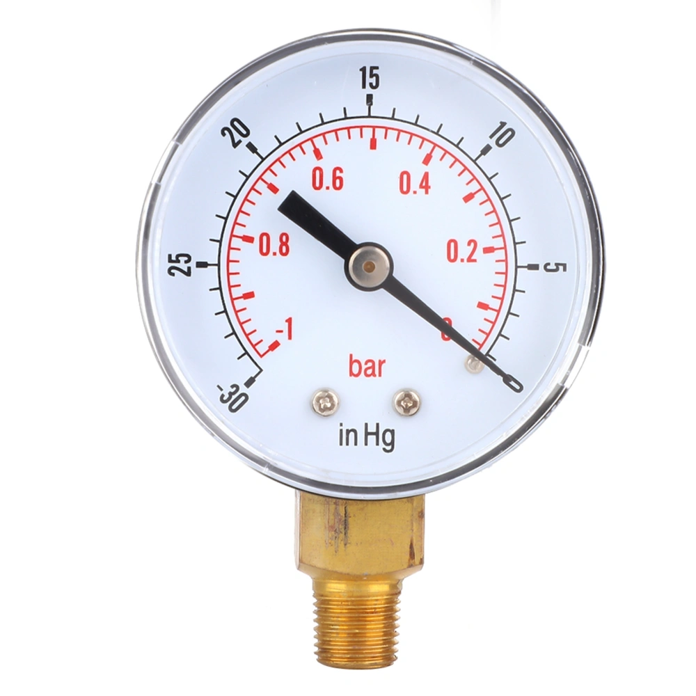 Vacuum Gauge -1-0Bar -30-0inHg 50mm 1/8 BSPT Bottom Connection for Air Water Oil