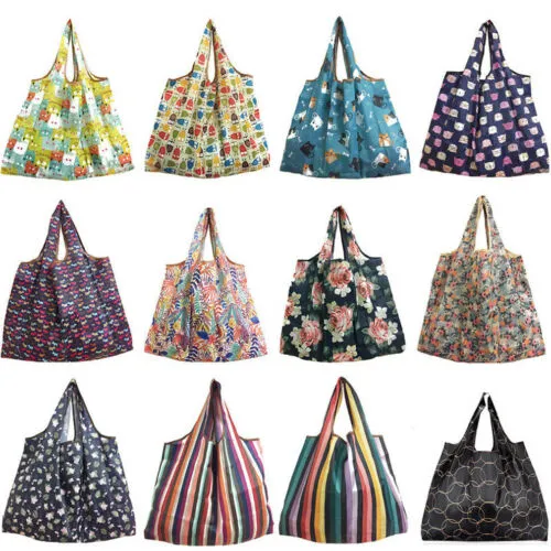 Large Capacity Portable Shopping Carrier,Eco-Friendly Print/Stripe Tote Bag