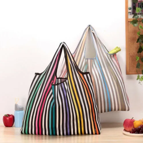Large Capacity Portable Shopping Carrier,Eco-Friendly Print/Stripe Tote Bag