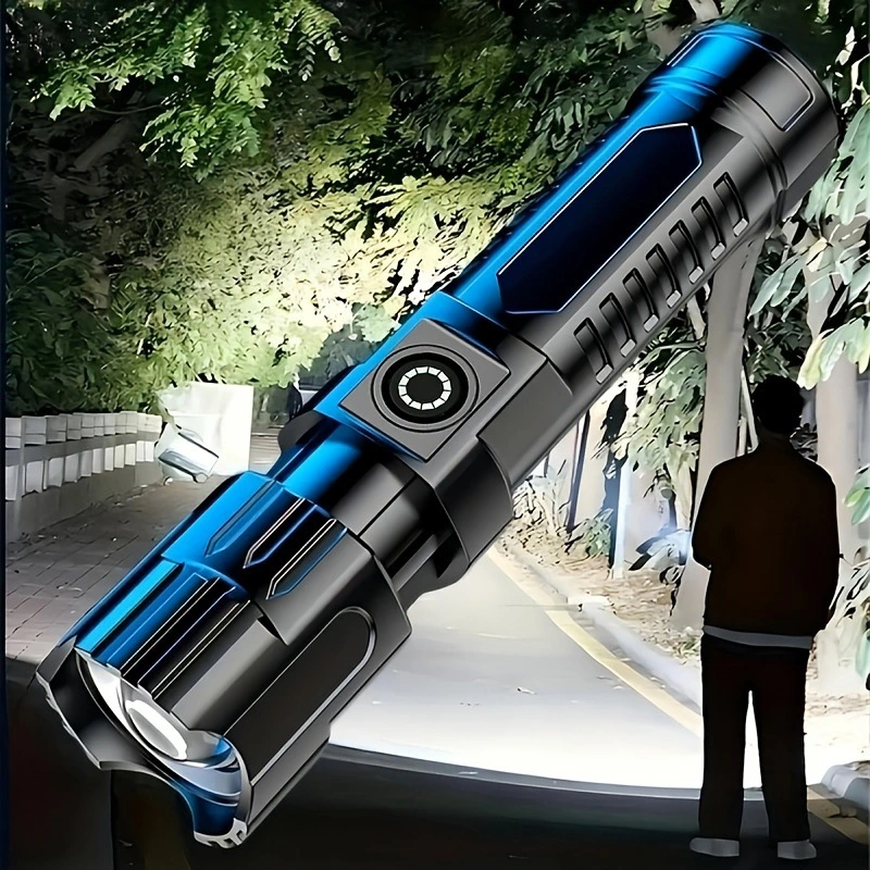 Strong light USB rechargeable telescopic zoom handheld outdoor emergency lighting flashlight