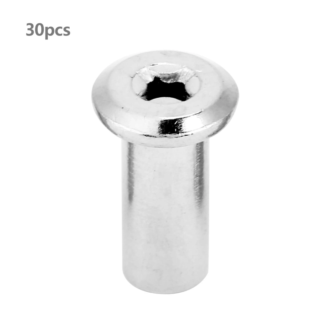 Iron Plated Nickel PH Flat Nuts Round Head Sleeve Furniture (M6*18 30PCS)