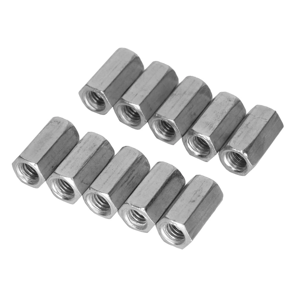 10pcs Long Rod Nut Hex Hexagonal Sleeve Nut Standoff Threaded Fasteners (M6 * 25)