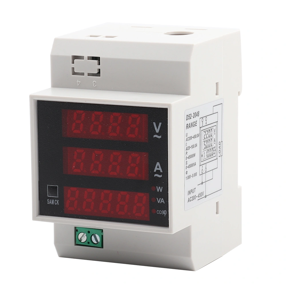 Digital Energy Meter Din Rail LED Active Power Factor MultiFunctional Power Met