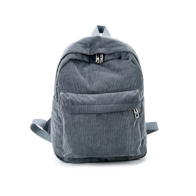 Ladies Shoulders Bag Multi-Layered Zipper Closure Adjustable Corduroy Backpack