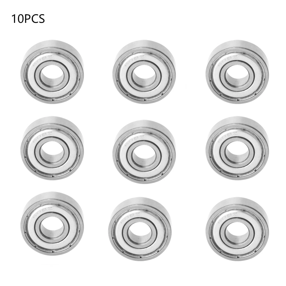 10pcs Universal Double Shielded High Speed Deep groove Metal Steel Ball Bearings Set (608-zz)