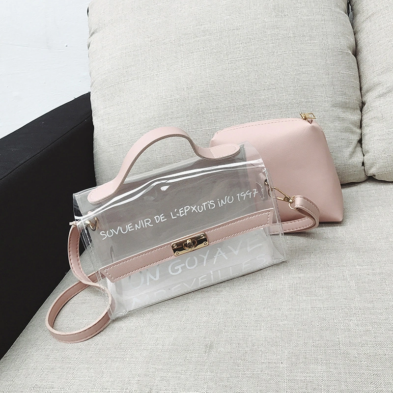 Women Transparent Shoulder Bag, Cool Style Lock Crossbody Bag