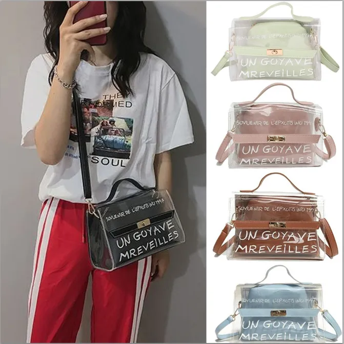 Women Transparent Shoulder Bag, Cool Style Lock Crossbody Bag