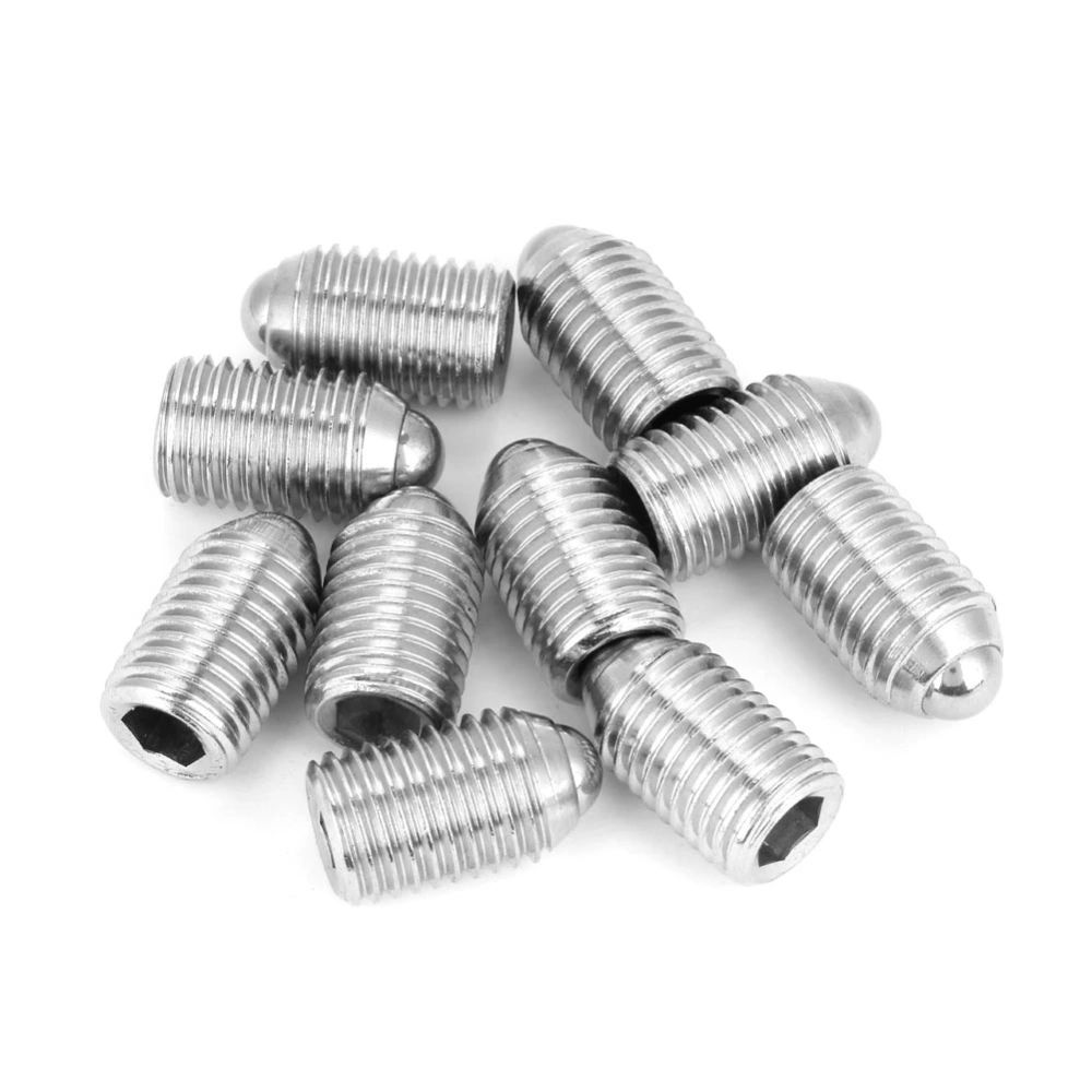 10Pcs M16 Stainless Steel Thread Hex Socket Spring Ball Plunger Screw (M16*25)