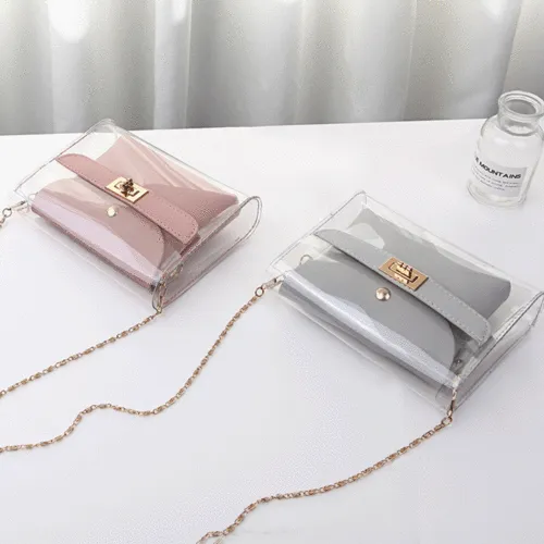 Women's Messenger Bag, All-match Transparent Solid Color Shoulder Bag
