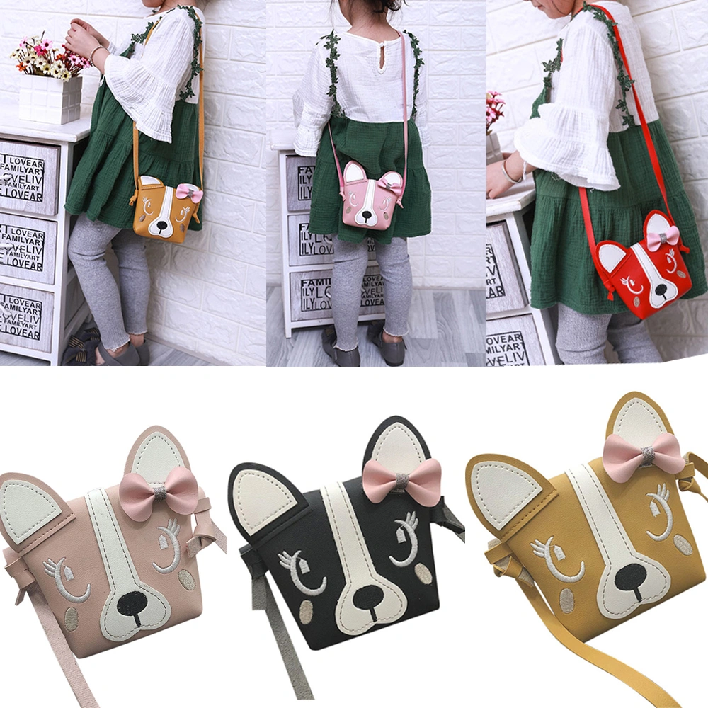 Children's Messenger Shoulder Bag Baby Girls' Bowknot Dog Crossbody Bag