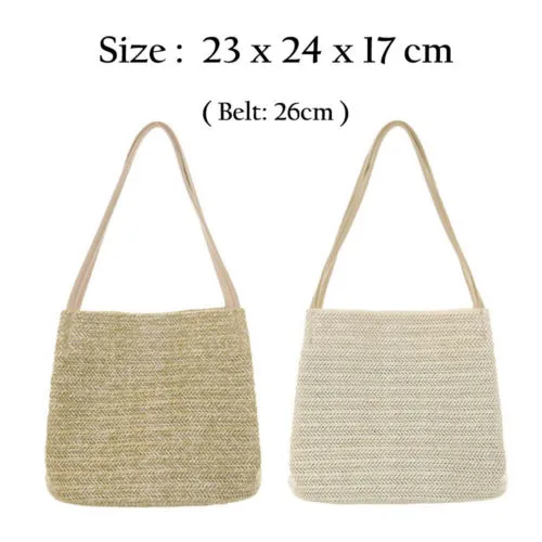 Women's Straw Handbag Woven Shoulder Bag Summer Beach Shoulder Bag