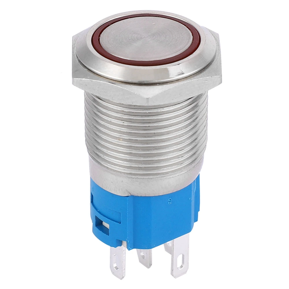 16mm LED Light Self Reset 1NO 1NC Metal Push Button Switch for Car Modification(Red Light 24V)