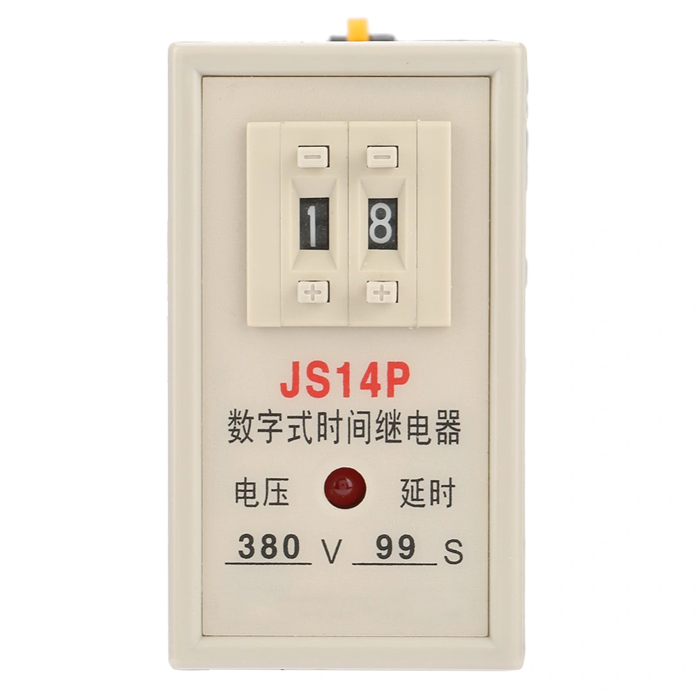 JS14P 1-99 Seconds Timer Relay Digital Display Delay Time Relay with Base AC 380V