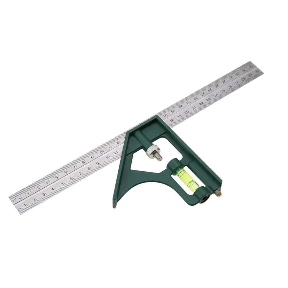 300mm Adjustable Stainless Steel Square Angle Ruler 45/90 Degree with Bubble Level