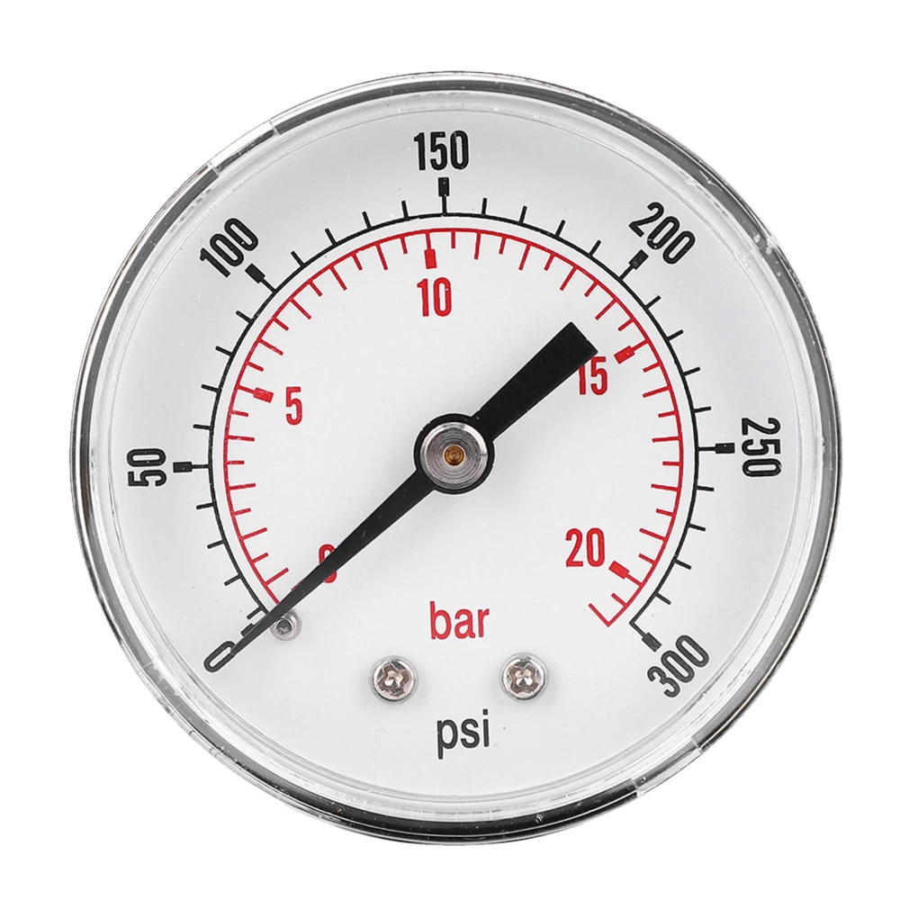 Pressure Gauge 50mm Dial 1/4 BSPT Back Connection for Air Water Oil Gas (0-300PSI 0-20Bar)